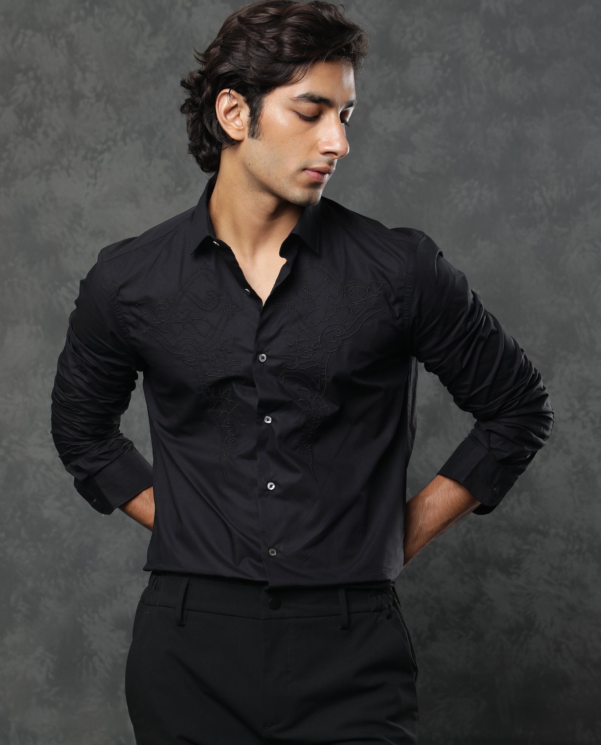 Buy Men's Brezee Linen Black Hoodie Shirt Online | SNITCH